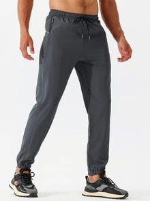 Coreblaze Men's Contrast Color Elastic Waist Casual Loose Versatile Comfortable Sweatpants Sweat Pants, Gym - Dark Grey - View 3
