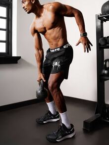 Coreblaze Men's Letter & Spider Pattern Casual Daily Travel Sports Shorts, Gym - Black - View 3