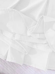 SHEIN Girls' Elegant Pleated High-Waisted Skirt With Built-In Safety Shorts, 2-In-1 Skirt Pants, Versatile All-Season Piece, Can Be Paired With Shirts, Short/Long Sleeve T-Shirts, Polo Shirts, Sweatshirts, Baseball Jackets, Coats, Autumn/Winter, Thermal Lined And Thickened - White - View 4