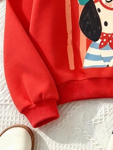 女童幼兒卡通斑點狗白色圓領衛衣波點長褲2件套嬰兒套裝秋季服飾周歲生日7歲生日 - 彩色 - 查看 4