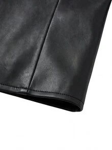 GlowEve CURVE Plus Size Women's Fashion Versatile Commute Daily PU Leather Jacket, Suitable For Autumn/Winter - Black - View 5
