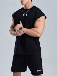 GymBeat Men's Geometric Print Daily Fitness Sports Tank Top, Gym,Outdoor,Running,Workout,Training,Soft Touch,Comfort,Men's Gym Tank.Flexible Fit. - Black - View 3