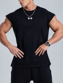 GymBeat Men's Geometric Print Daily Fitness Sports Tank Top, Gym,Outdoor,Running,Workout,Training,Soft Touch,Comfort,Men's Gym Tank.Flexible Fit. - Black - View 4