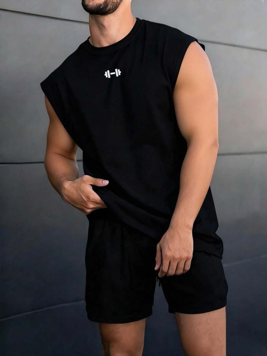 GymBeat Men's Geometric Print Daily Fitness Sports Tank Top, Gym,Outdoor,Running,Workout,Training,Soft Touch,Comfort,Men's Gym Tank.Flexible Fit. - Black - View 1