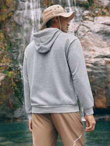 Coreblaze Men's Letter Printed Drawstring Hooded Outdoor Sports Sweatshirt - Dark Grey - View 2