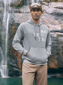 Coreblaze Men's Letter Printed Drawstring Hooded Outdoor Sports Sweatshirt - Dark Grey - View 4