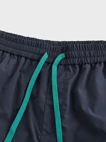 Coreblaze Men's Casual Drawstring Pocket Shorts, Simple Design For Outdoor & Daily Wear - Navy Blue - View 3
