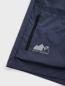 Coreblaze Men's Casual Drawstring Pocket Shorts, Simple Design For Outdoor & Daily Wear - Navy Blue - View 5