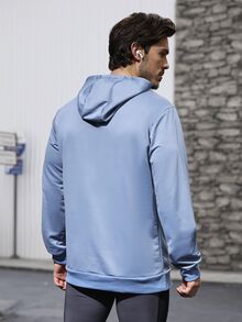 Coreblaze Men's Mountain Letter Print Drawstring Sweatshirt - Baby Blue - View 2