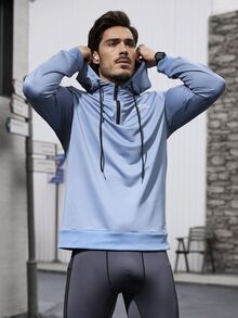 Coreblaze Men's Mountain Letter Print Drawstring Sweatshirt - Baby Blue - View 5