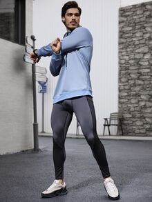 Coreblaze Men's Mountain Letter Print Drawstring Sweatshirt - Baby Blue - View 3