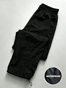 Voltform Men's Letter Print Drawstring Waist Loose Fit Sports Long Pants, Gym - Black - View 2