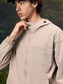 Coreblaze Men's Casual Outdoor Zip-Up Hooded Sun Protection Jacket, Autumn - Apricot - View 5