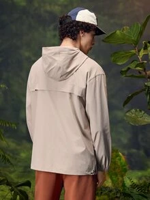 Coreblaze Men's Casual Outdoor Zip-Up Hooded Sun Protection Jacket, Autumn - Apricot - View 2