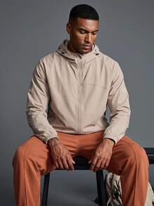 Coreblaze Men's Casual Outdoor Zip-Up Hooded Sun Protection Jacket, Autumn - Apricot - View 1