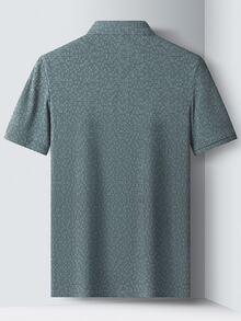 Coreblaze Men's Solid Color Minimalist Daily Wear Short Sleeve Sports Polo T-Shirt - Green - View 2