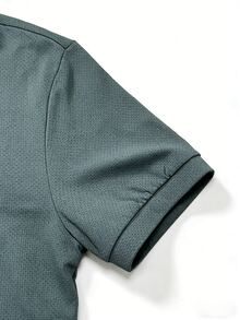 Coreblaze Men's Solid Color Minimalist Daily Wear Short Sleeve Sports Polo T-Shirt - Green - View 4
