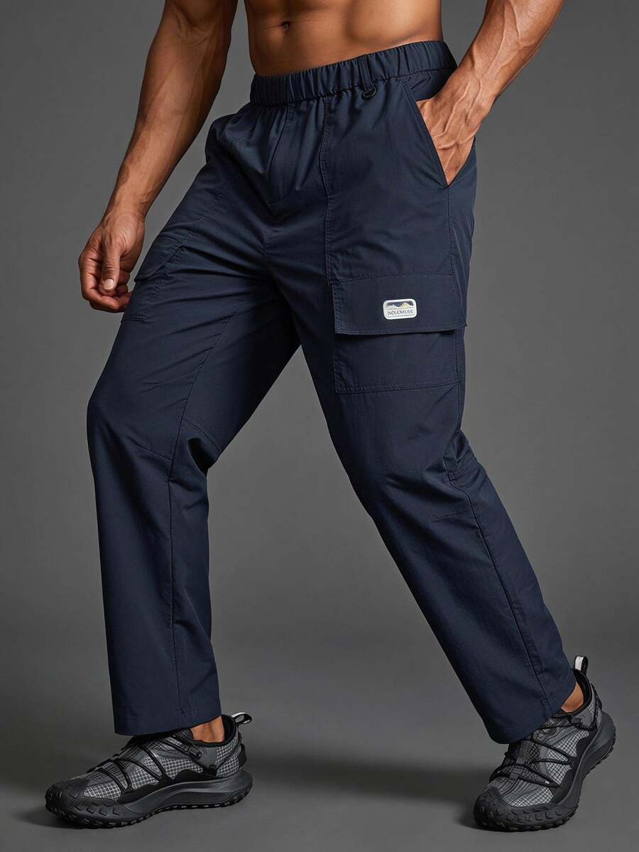 Coreblaze Men's Letter Print Straight Leg Loose Outdoor Pants - Grey - View 1