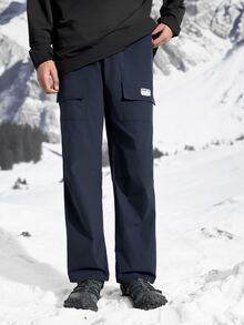 Coreblaze Men's Letter Print Straight Leg Loose Outdoor Pants - Grey - View 6