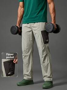 Coreblaze Men's Elastic Waist Contrast Color Pocket Casual Outdoor Pants - Multicolor - View 1