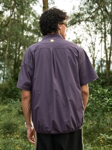 Coreblaze Men's Solid Color Patchwork Front Zipper Casual Outdoor Short Sleeve T-Shirt - Purple - View 8