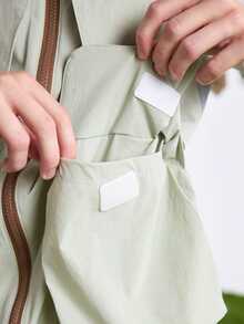 Coreblaze Men Letter Printed Zip Front Stand Collar Casual Outdoor Vest Jacket - Green - View 3