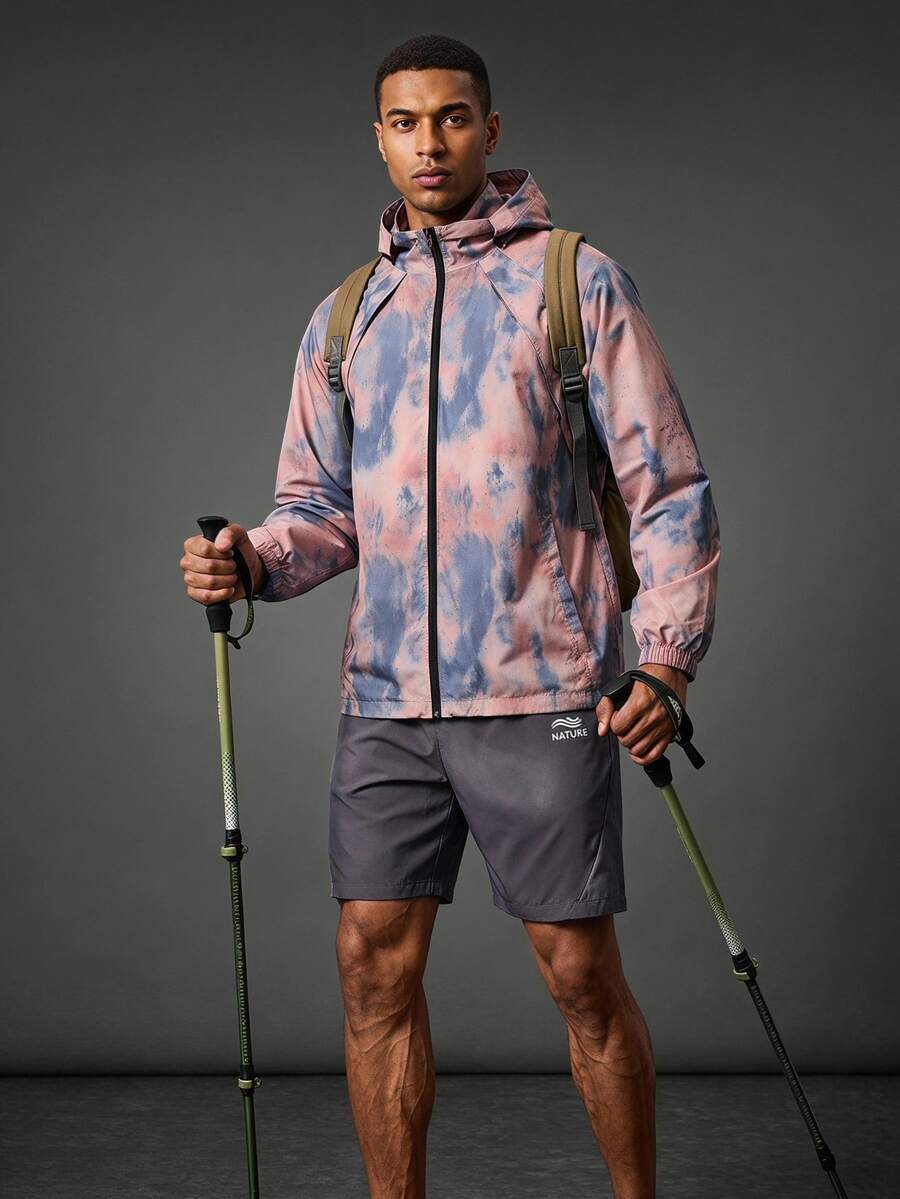 Coreblaze Men's Fashion Tie-Dye Zip Up Hooded Lightweight Sun Protection Jacket, Spring & Autumn - Multicolor - View 1