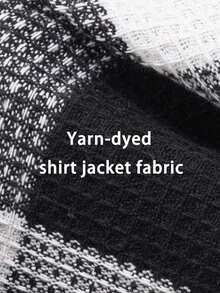Manfinity CasualCool Men's Casual Collegiate Style Floral Print Patchwork Drawstring Hooded Shirt Jacket, Spring/Autumn, Men Plaid Black And White Checkered Winter - Multicolor - View 5