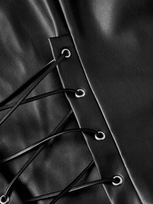 ACID BLVD Women's Autumn Fashion Criss-Cross Straps Slim Fit Regular Jacket - Black - View 10