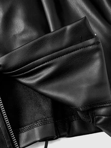 ACID BLVD Women's Autumn Fashion Criss-Cross Straps Slim Fit Regular Jacket - Black - View 11