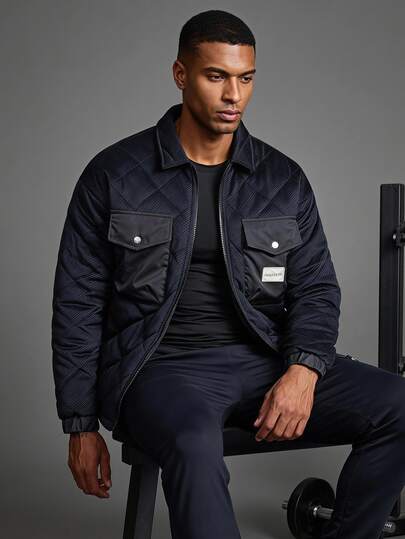 Coreblaze Men's Winter Plain Black Baggy Jacket, Boyfriend Style Casual Warm Zip-Up Fleece Padded Coat With Pockets, Fashion Comfortable Fabric For Vacation