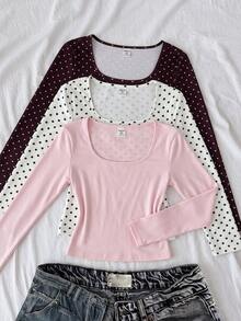 SHEIN 3PCS Teen Girls T-Shirts - Multicolor - View 2