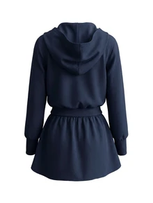 SHEIN طقم رياضي نسائي من قطعتين بلون أزرق داكن - أزرق بحري - مشاهدة 2