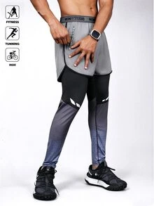 Acti Log Men's Letter Print Zipper Pocket 2 In 1 Sports Pants Sweat Pants - Black - View 4