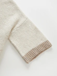 SHEIN Women Mock Neck Short Sleeve Knit Sweater, Color Block Rib Trim Loose Fit Pullover Knit Top - Apricot - View 8