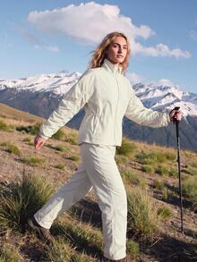 WanderVale Regular Women's Single Piece Long Sleeve Outdoor Windbreaker Jacket - Beige - View 3