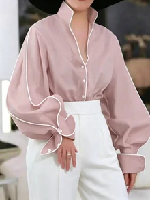 SHEIN Women's Elegant Casual Loose Blouse - Baby Pink - View 1