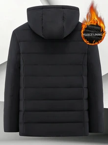 EGENSIO Men's Padded Coat With Zipper Placket, Detachable Hood Thermal Lining And Thick Padding, Padded Coat - Black - View 4