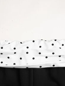 SHEIN Teen Girl Korean Style Polka Dot Print Colorblock Loose Sweatpants - Black and White - View 5