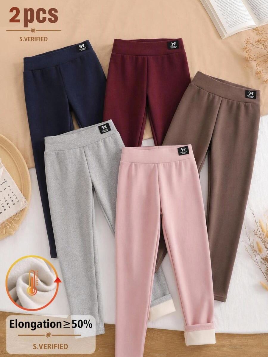 Tween Girl Casual Versatile Denim Leggings 2 Pieces Set - Multicolor - View 1