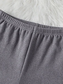 2件組女童秋冬新款刺繡熊貼布加厚抓絨保暖內搭褲 - 深灰色 - 查看 5