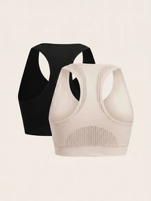 Velisys Velisys Solid Color Front Zipper Racerback Sports Bra - Multicolor - View 2