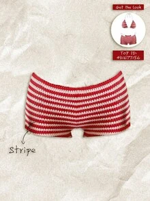SHEIN Swim 女士提花面料短裤，适合海滩/度假、春夏穿着 - 彩色 - 查看 1