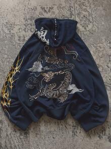 Attitoon 80% Cotton Women's Chinese Dragon Print Long Sleeve Casual Sweatshirt - Multicolor - View 5