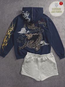 Attitoon 80% Cotton Women's Chinese Dragon Print Long Sleeve Casual Sweatshirt - Multicolor - View 6