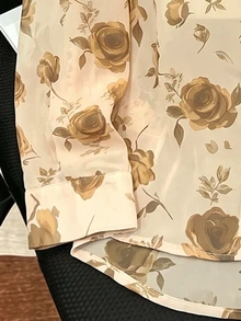 Resyla Plus Size Floral Print Semi-Sheer Blouse - Multicolor - View 4