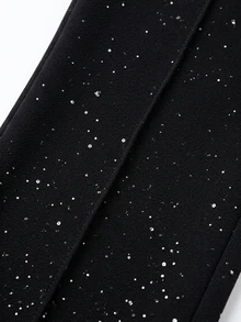 GlowEve Women's Shiny Straight Leg Elegant Commuter Trousers - Black - View 3