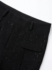 GlowEve Women's Shiny Straight Leg Elegant Commuter Trousers - Black - View 5