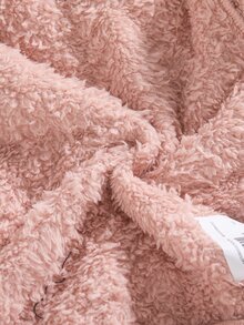SHEIN Playful Pals 2件組女嬰冬季新款套裝，毛絨小麥提花灰粉色長袖連帽衛衣配蝴蝶結裝飾，修身長褲配毛絨褲腳，拼色簡約時尚百搭可愛休閒上學保暖套裝 - 藕粉色 - 查看 7