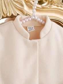 SHEIN 女嬰秋冬優雅極簡蝴蝶結杏色大衣與帽子套裝，杏色外套，適合戶外活動與日常穿著 - 杏色 - 查看 7